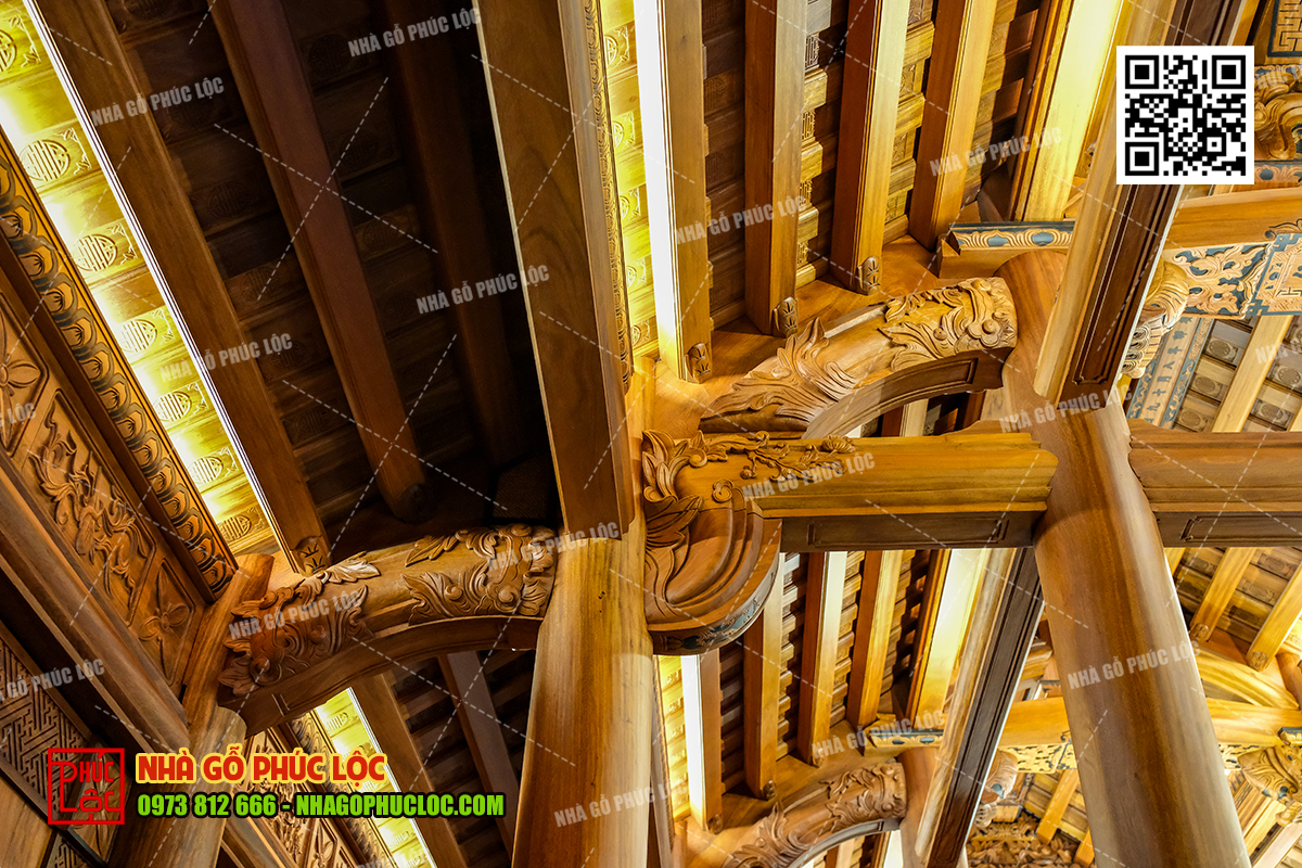 Kết cấu nhà gỗ còn bao gồm cả hệ thống kẻ và bẩy